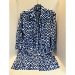 Lands End Women Shirt-dress ButtonUp Blue Sz 10-12 Top Blouse/dress